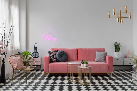 Candyshock LED Décorative Let's Party – Néon LED sur Plexi, USB-A, Fixation Murale Incluse -Rose