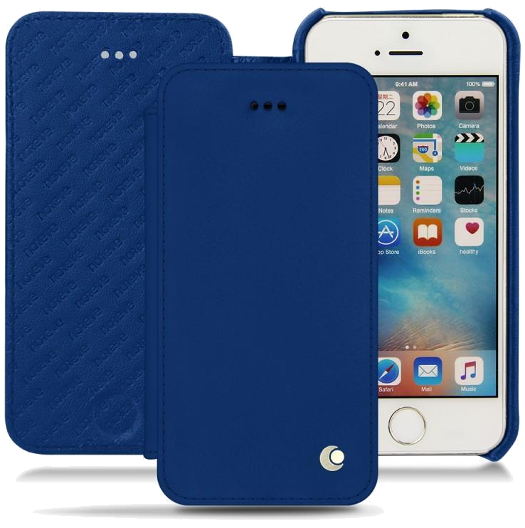 Housse cuir Apple iPhone SE - Rabat horizontalBleu