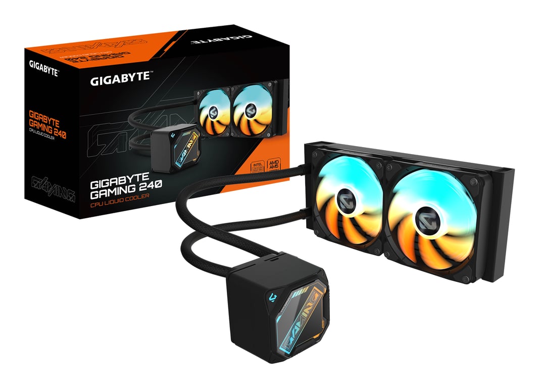 GIGABYTE Gaming 240 Refroidisseur Liquide pour CPU 2x120mm Ventilateurs ARGB mécanisme d¿emboîtement Coulissant Daisy Chain - vue 6