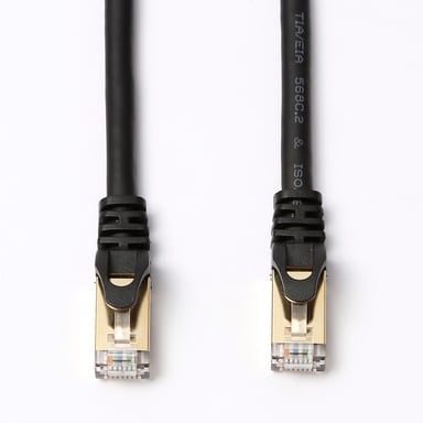D2 RJ45 cavo dritto a colori - 10 m S/STP Cat 8 con connettori placcati oro e senza strappo - nero