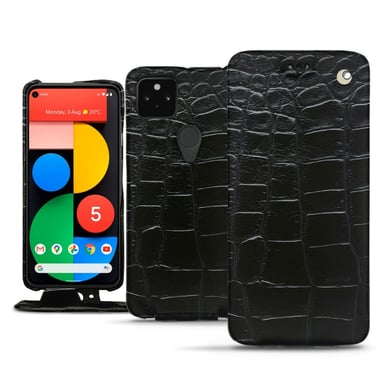 Housse cuir Google Pixel 5 - Rabat vertical - Noir - Cuirs spéciaux