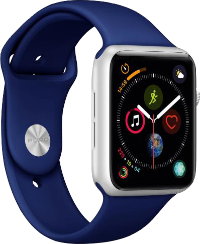 Pack de 2 Bracelets Silicone Icon pour Watch 42-44-45 mm S/M +M/L Bleu nuit Puro