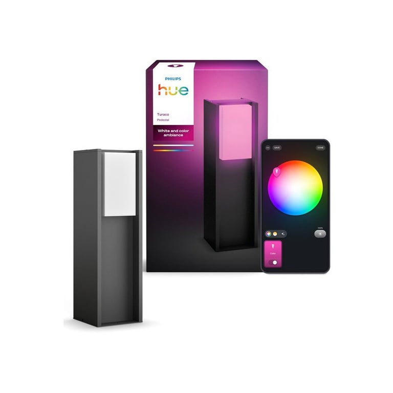 Borne lumineuse basse PHILIPS HUE Turaco IP44 Lumière et colorée 1100 lumens - vue 2