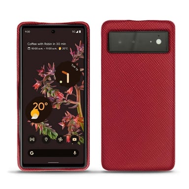 Coque cuir Google Pixel 6 -  - Rouge - Cuir saffiano