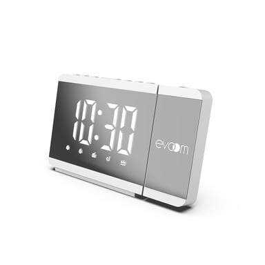 EV304588 Evoom - SLIM UP Thermo+ Reloj despertador con proyección USB - Blanco