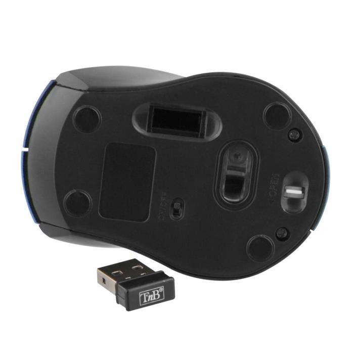 Souris sans fil T'nB Miny (Noir/Bleu) - Neuf