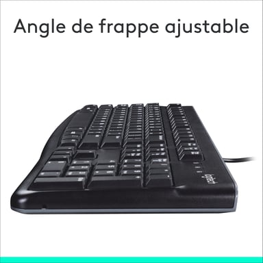Logitech K120 Corded Keyboard teclado USB ratón incluido AZERTY Francés Negro