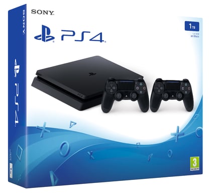 Sony PlayStation 4 Slim 1TB + 2 Dualshock 4 V2 Wifi Negro
