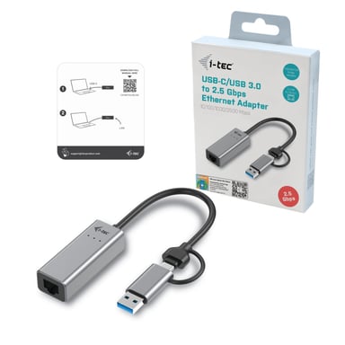 Adattatore Ethernet USB-C/USB-A 2,5Gbps di i-tec Metal