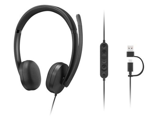 Lenovo VoIP Headset 5000 Casque Avec fil Arceau Bureau/Centre d'appels USB Type-C Noir