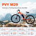Bicicleta Eléctrica PVY M29 con Control por APP, Batería de 48 V 17.5 Ah, Shimano 7 Velocidades - Gris