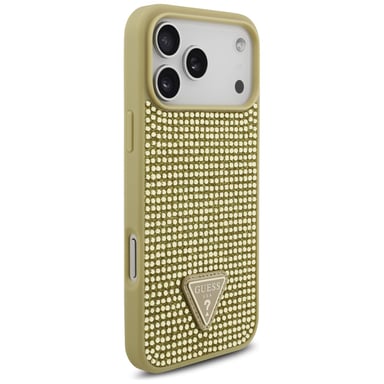 Custodia Guess con logo triangolo strass per iPhone 17 Pro Max oro