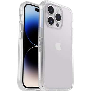 Custodia Symmetry Clear per iPhone 14 Pro, protezione anti-caduta, sottile, resiste a 3 volte più cadute rispetto allo standard militare, antimicrobica - Trasparente
