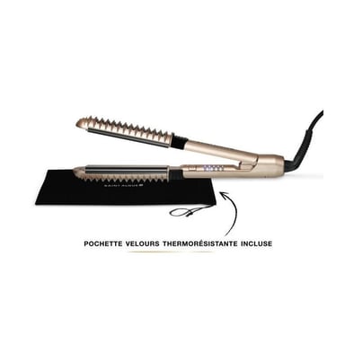 Demeliss XCURLER 3965 - Lisseur boucleur professionnel - Dos chauffant - Ceramique - 56 W - Dore - Neuf