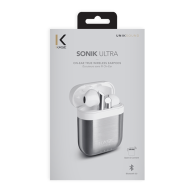 Écouteurs sans fil Sonik Ultra On-Ear avec boîtier de chargement, Argent Titanium
