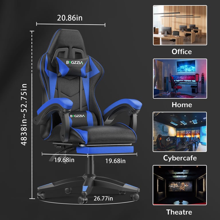 Chaise de jeu réglable en hauteur avec repose pieds et coussin lombaire Neuf - vue 5
