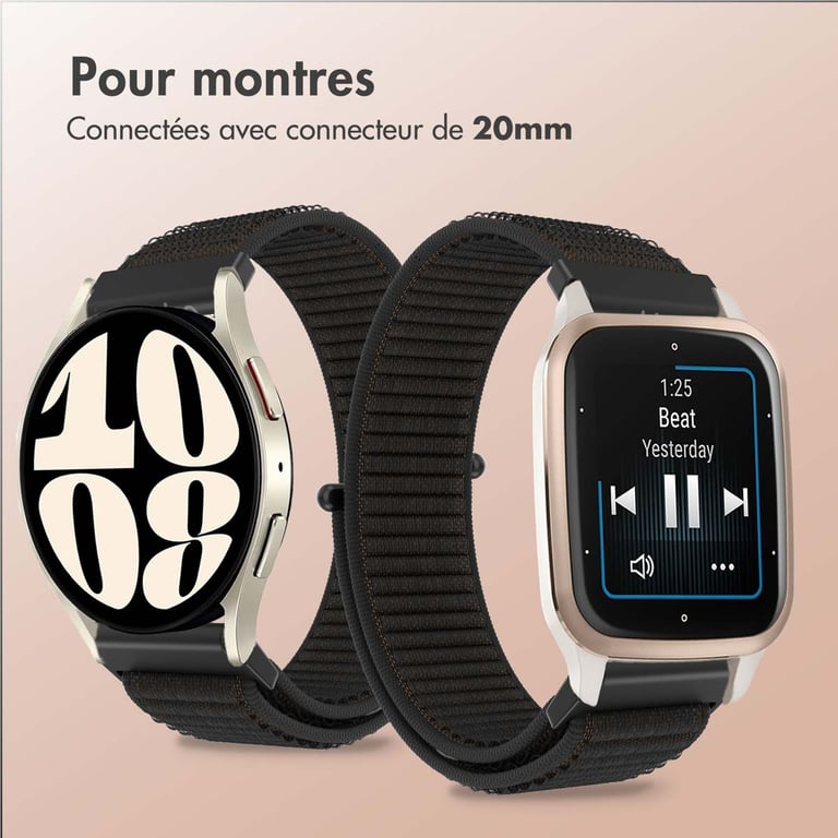 imoshion Bracelet en nylon - Connexion universelle 20 mm - Noir - Neuf