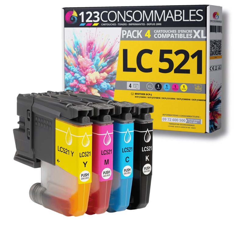 123consommables Lc521 - Pack De 4 Cartouches