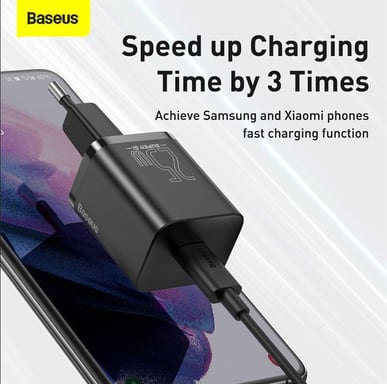 Baseus TZCCSUP-L01 chargeur d'appareils mobiles Smartphone Noir Secteur, USB Charge rapide Intérieure