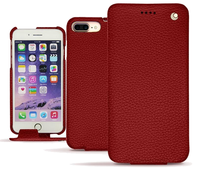 Housse cuir Apple iPhone 7 Plus - Rabat vertical - Tomate ( Pantone 187C ) - NOREVE