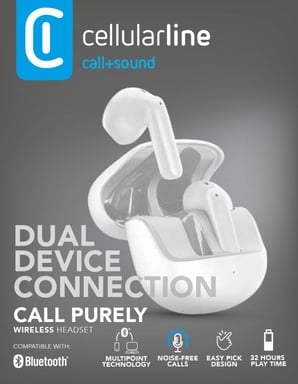 Cellularline Call Purely Écouteurs Bluetooth avec boîtier de recharge et fonction ENC
