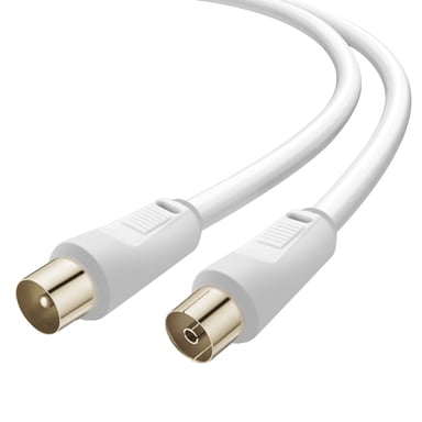 Antena de cable TV Macho/Hembra Coxial 9.5 mm PVC 5 m - LinQ Blanco