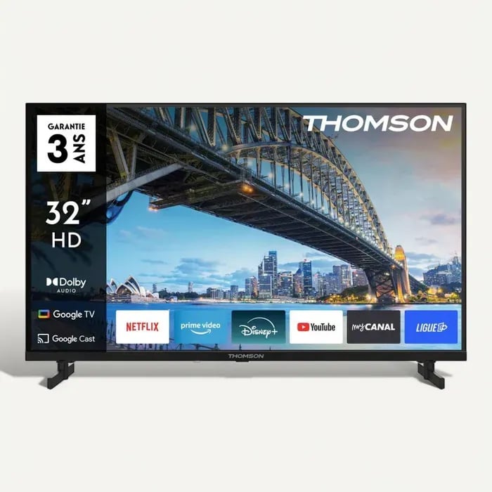 TV LED THOMSON 32HG2S15K 32  HD Google TV Chromecast Noir - Neuf