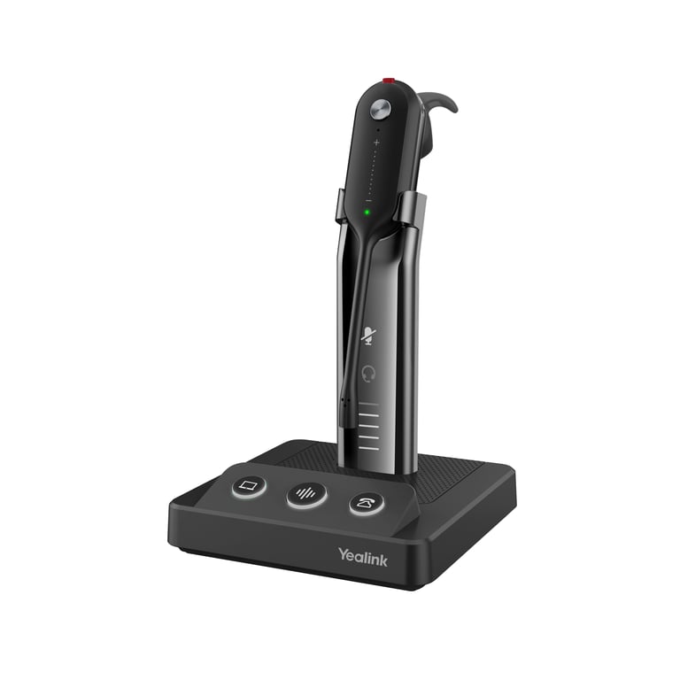 Yealink WH63 UC Auricolare senza fili Ganci per orecchio, archetto, cuffie Desktop/Call Center Base di ricarica micro-USB Nero - nuovo