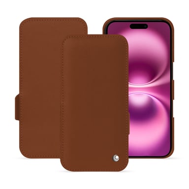 Housse cuir Apple iPhone 16 Plus -  - Marron - Cuir lisse
