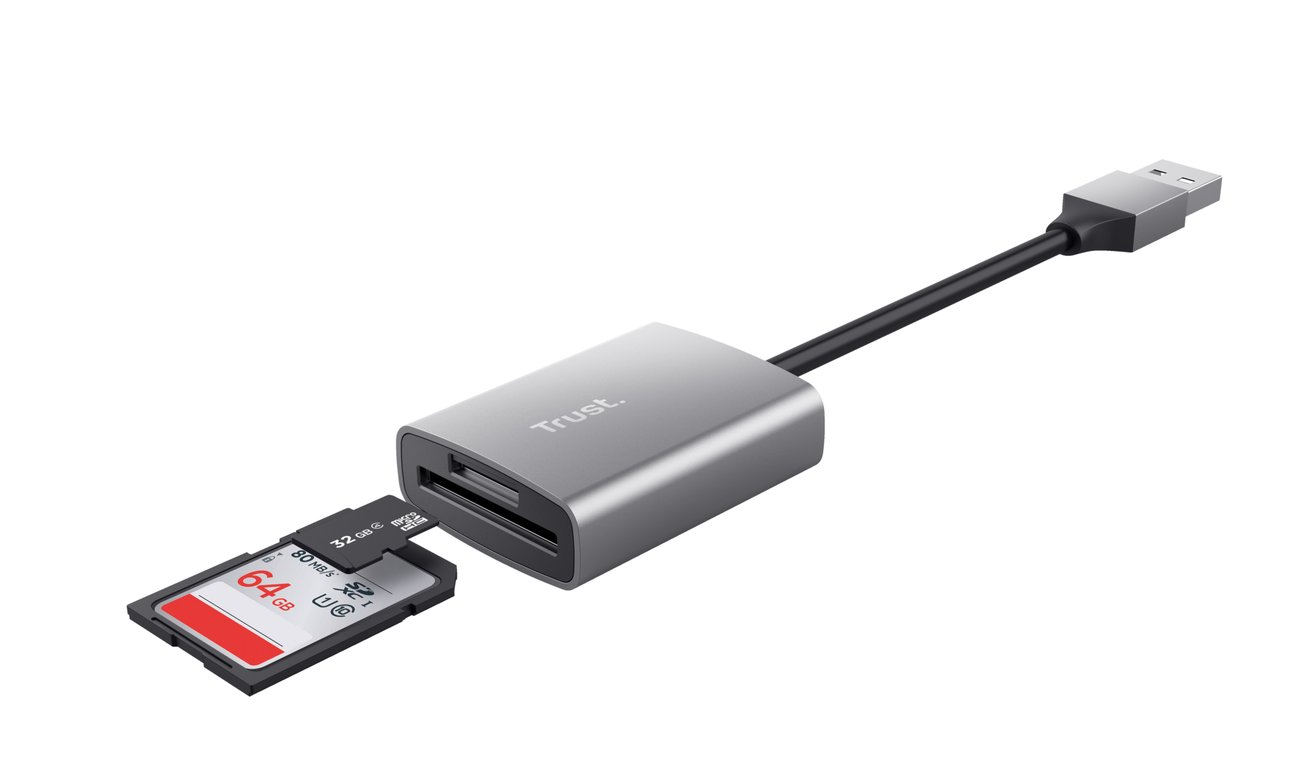 Trust Dalyx lecteur de carte mémoire USB 3.2 Gen 1 (3.1 Gen 1) Aluminium - Neuf