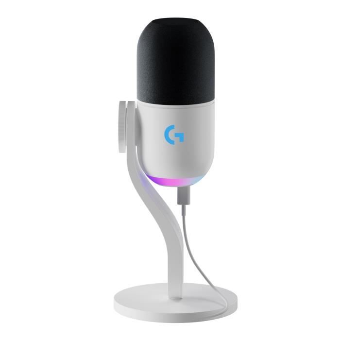 Microphone Logitech G Yeti GX gaming RVB dynamique avec LIGHTSYNC pour PC/Mac - Blanc - Neuf