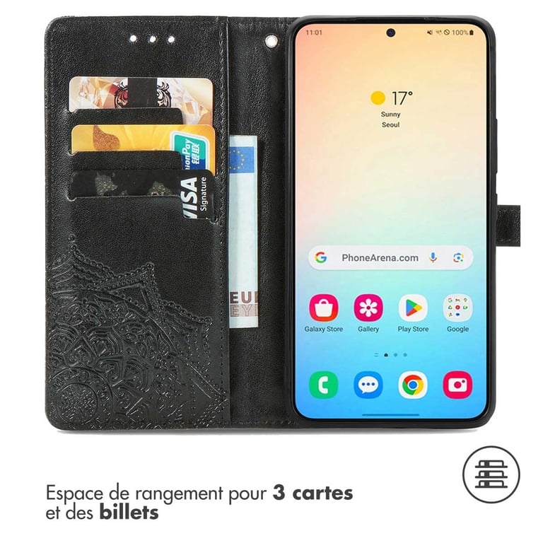 imoshion Etui de téléphone portefeuille Mandala pour Samsung Galaxy S25 Plus - Noir