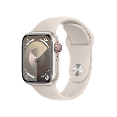 Watch Series 9 GPS + Cellular, cassa in alluminio da 41 mm con fibbia in gomma, Beige
