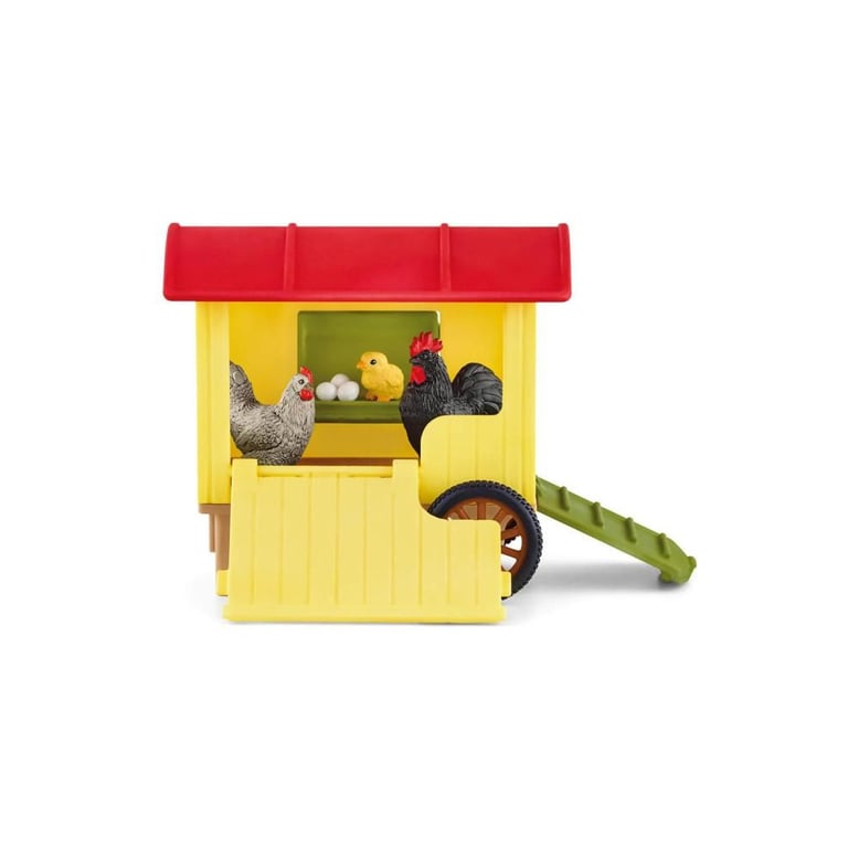 Playset poulailler mobile Schleich Farm World avec 3 figurines et œufs Jaune Neuf - vue 3