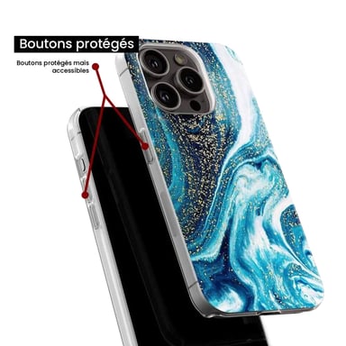 Coque en silicone - Compatible Samsung Galaxy A24 4G - design marbre bleu paillete