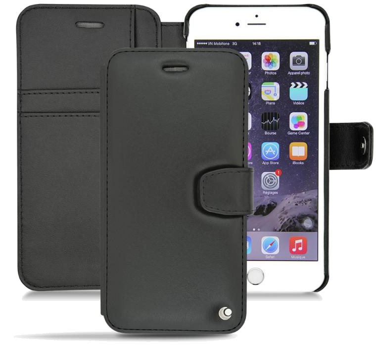 Housse cuir Apple iPhone 6S Plus - Rabat horizontal portefeuille - Noir - Nappa - Black - NOREVE