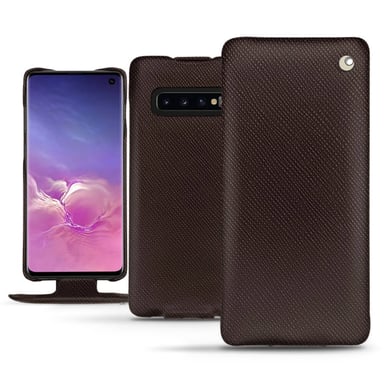 Housse cuir Samsung Galaxy S10 -  - Marron envoûtant ( Pantone #4e3629 ) - Cuir saffiano