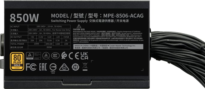 Cooler Master MWE Gold 850 V3 ATX 3.1 Non-Modular Or - vue 7