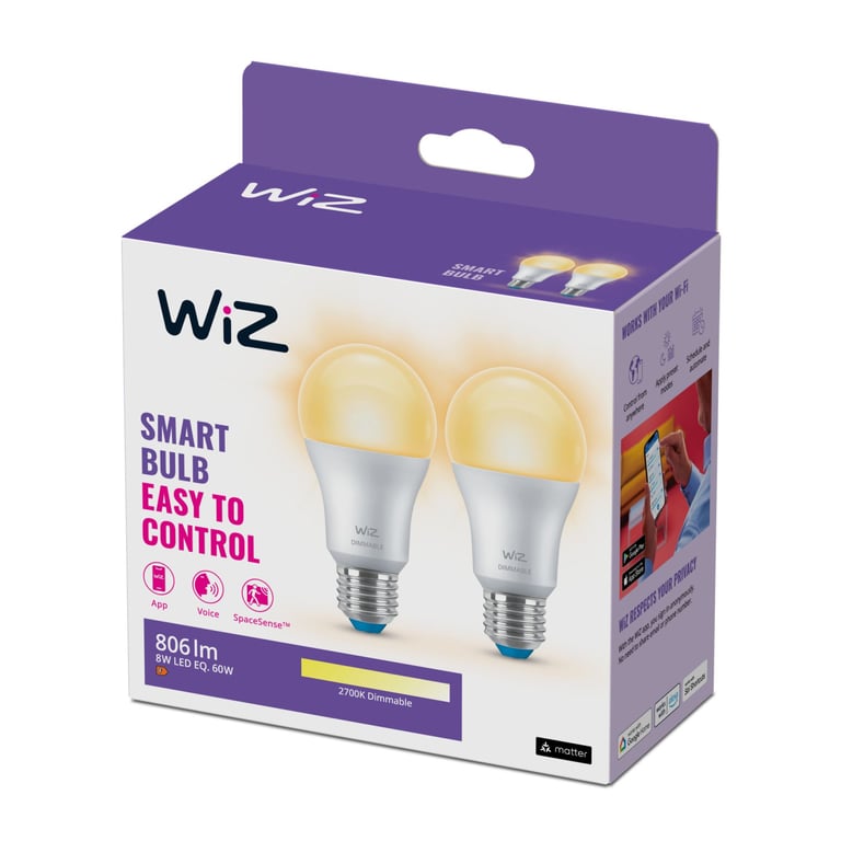 Ampoule Connectée Wiz 8719514550070 – Dimmable Wi-Fi/Bluetooth E27 8W - vue 4