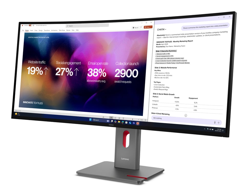 Lenovo ThinkVision P40WD 40 Écran LED incurvé 40 39.7 visualisable 5120 x 2160 5K @ 120 Hz IPS 400 cdm² 2000:1 HDR10 4 ms Thunderbolt 4 HDMI DisplayPort haut parleurs eclipse - vue 5