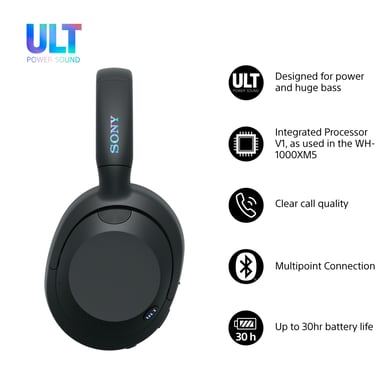 Sony WHULT900NB auricular y casco Auriculares Inalámbrico y alámbrico Diadema Llamadas/Música Bluetooth Negro