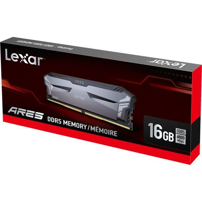 Mémoire RAM - LEXAR - Ares DDR5 - 16Go - 4800Mhz Mémoire UDIMM avec heatsink  -  (LD5DU016G-R4800GS2A)