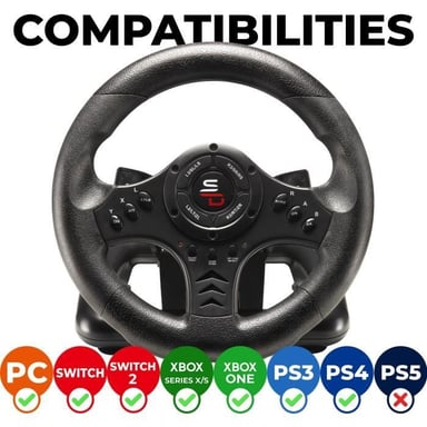 SUBSONIC - SV450 - Volante de carreras - Compatible con Xbox Series, Switch, PS4, Xbox One, PC (programable)