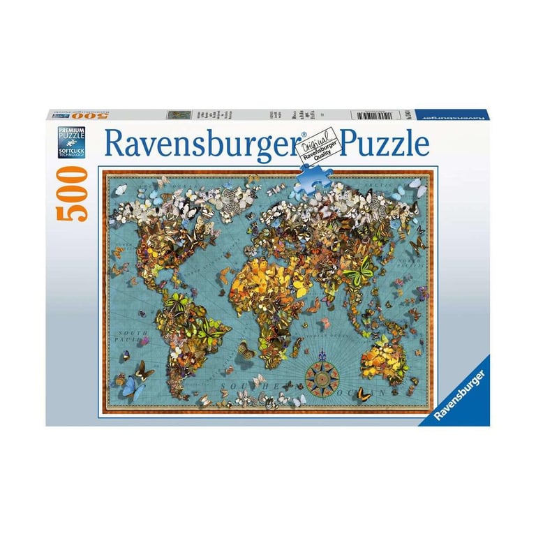 Ravensburger Puzzle Adulte Puzzle 500 p Mappemonde de Papillons 15043