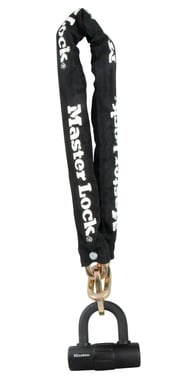 MASTER LOCK Chane en acier cment d'une longueur de 90 cm x 10 mm de diamtre avec mini U cl ; noir