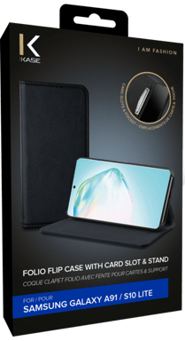 Folio a conchiglia con slot per schede e supporto per Samsung Galaxy S10 Lite, nero