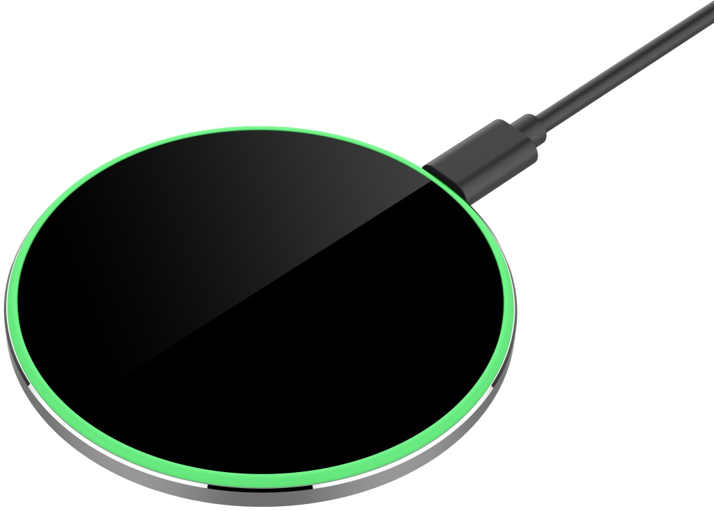 Bloc de charge QI XC150 sans fil, 10W, Verre, Noir/Argent