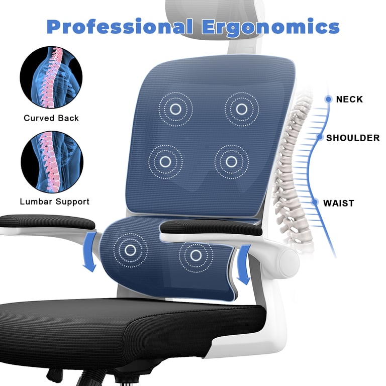 Chaise d'ordinateur pivotante avec fonction de basculement pour le bureau à domicile Neuf - vue 6