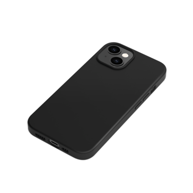 Coque antichoc en gel de silicone doux pour Apple iPhone 14, Noir satin