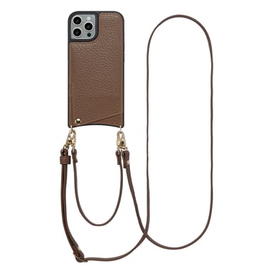 Selencia Coque de télephone Nova avec cordon et porte-cartes pour Apple iPhone 15 Pro - Mocha Brown